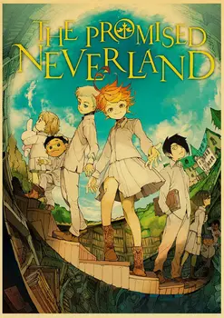 Vintage postere Desene animate Anime Promis Neverland Printuri Pictura pe Perete Bună Calitate Poster Acasă /Bar Decor