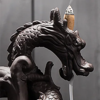Violet Nisip Ceramice Dragon Înapoi Fum Spate Arzător De Tămâie Ceremonia Ceaiului Decor Creativ Tămâie Dragon Decor Acasă
