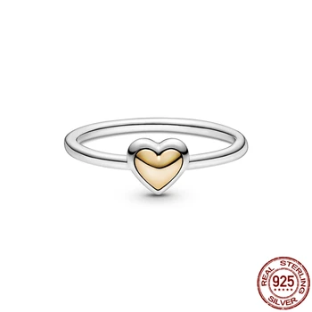 Vânzare fierbinte Argint 925 Cupola de Aur Inima Inel, Tendință la Modă, Potrivite Pentru Nunta Si Cadouri de Ziua Îndrăgostiților
