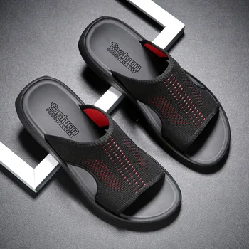 WEH Bărbați Papuci de casă Plasă de Vară Baie în aer liber Pantofi Respirabil Flip-Flops Pantofi de Moda Diapozitive Om Acasă Plat brand de lux, Sandale