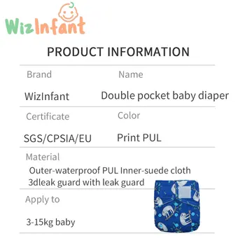 WizInfant 4buc OS Copilul Cârpă Scutec Impermeabil Respirabil S M& L Lavabila fixare Reglabile 5-15kg Scutece pentru Copii