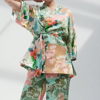 ZA 2021 Femei Vintage Pânză Patchwork Print Eșarfe Kimono-Halat Bluza Feminin Side Split Cămăși Cardigane Chic Blusas Totem Topuri