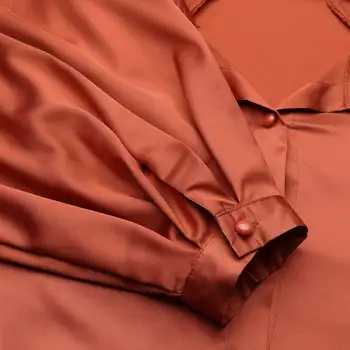 ZANZEA Casual Rever Buton-Up Bluza pentru Femei de Moda Lungă Puff Maneca Camasa din Satin Elegant de Lucru OL Topuri Largi de Partid Combinezon de sex Feminin