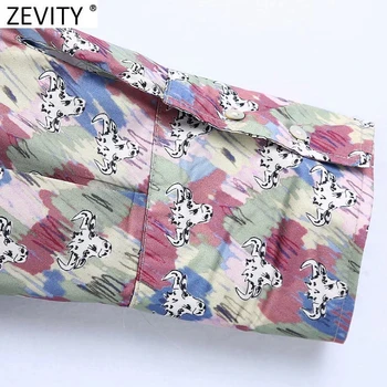 Zevity 2021 Femei Vintage Flower Print Liber Casual Salopeta Bluza Office Lady Retro Tricou Chic de Afaceri Kimono Blusas Topuri LS7713