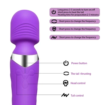 Încălzire G Spot Penis artificial Vibratoare Jucarii Sexuale pentru Femei Adulți Masturbator Magic Wand Massager Dual de Rotație a Motorului Stimulator Clitoris