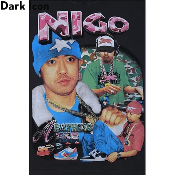 Întuneric Pictograma de Rap, Rock, Hip-Hop-tricou Barbati Camuflaj Litere Tipărite Streetwear Barbati Tricouri din Bumbac Tee